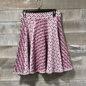 Anthropologie MOTH mini skirt polka dot wool knit circle skater design size M
